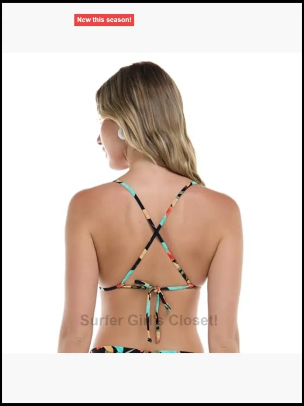 Adjustable Triangle Slider Bikini Top with Removable Cups